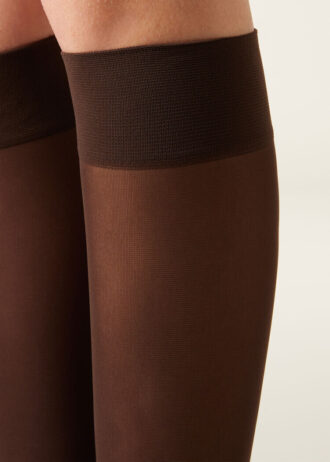 30 denier semi-transparante Microfiber kniekousen