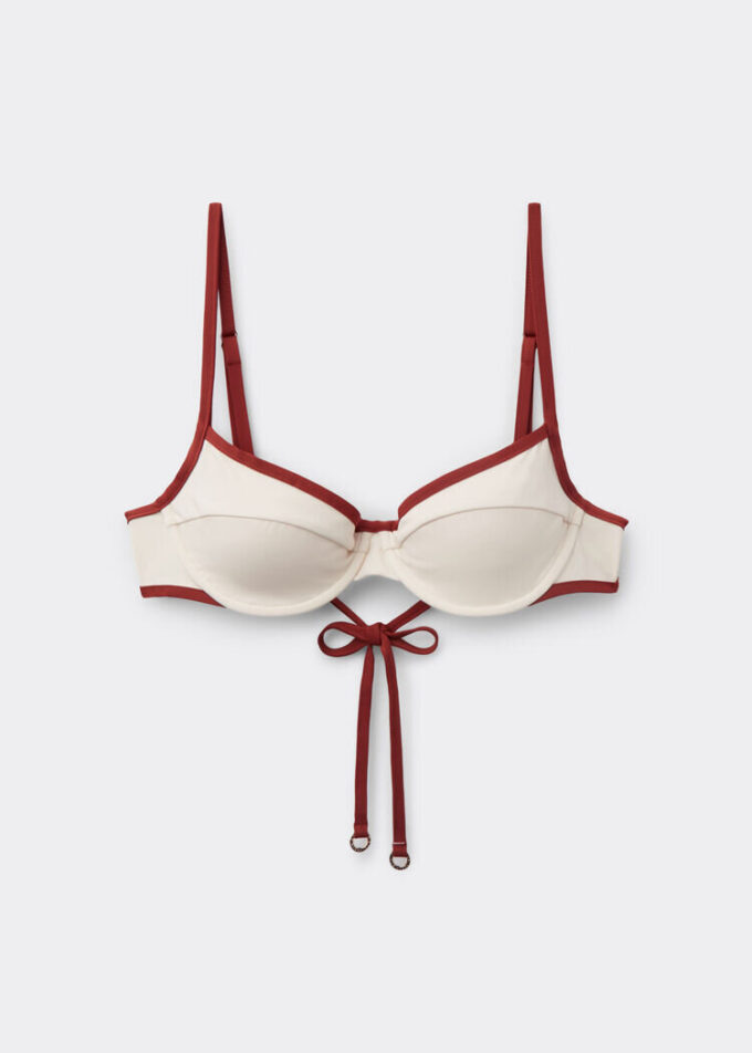 Balconette bikinitop met tweekleurige bies