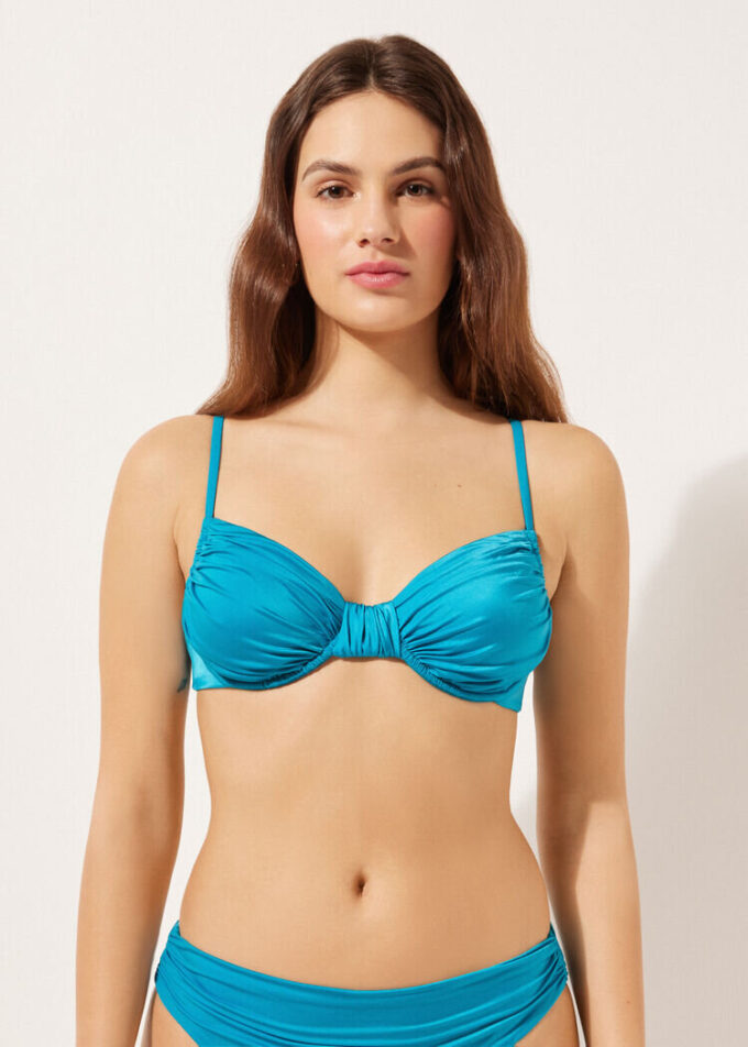 Balconette bikinitop van glanzend satijn