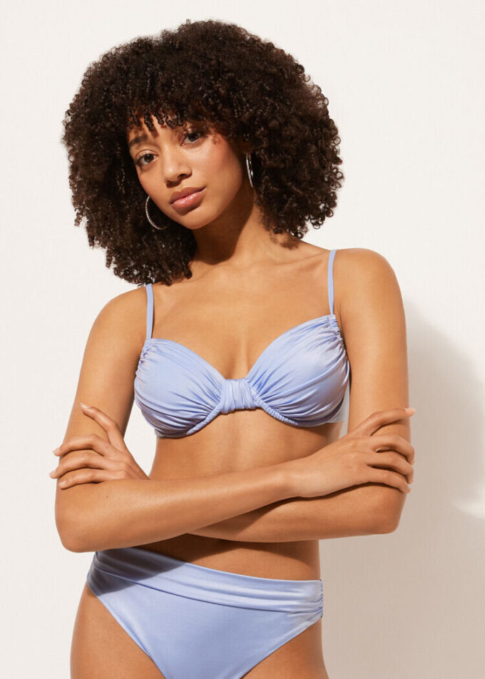 Balconette bikinitop van glanzend satijn