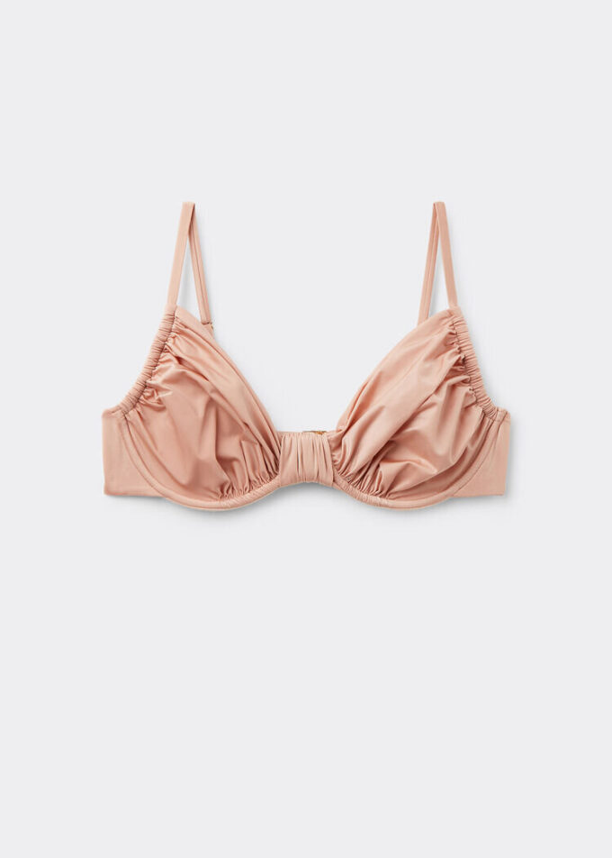 Balconette bikinitop van glanzend satijn