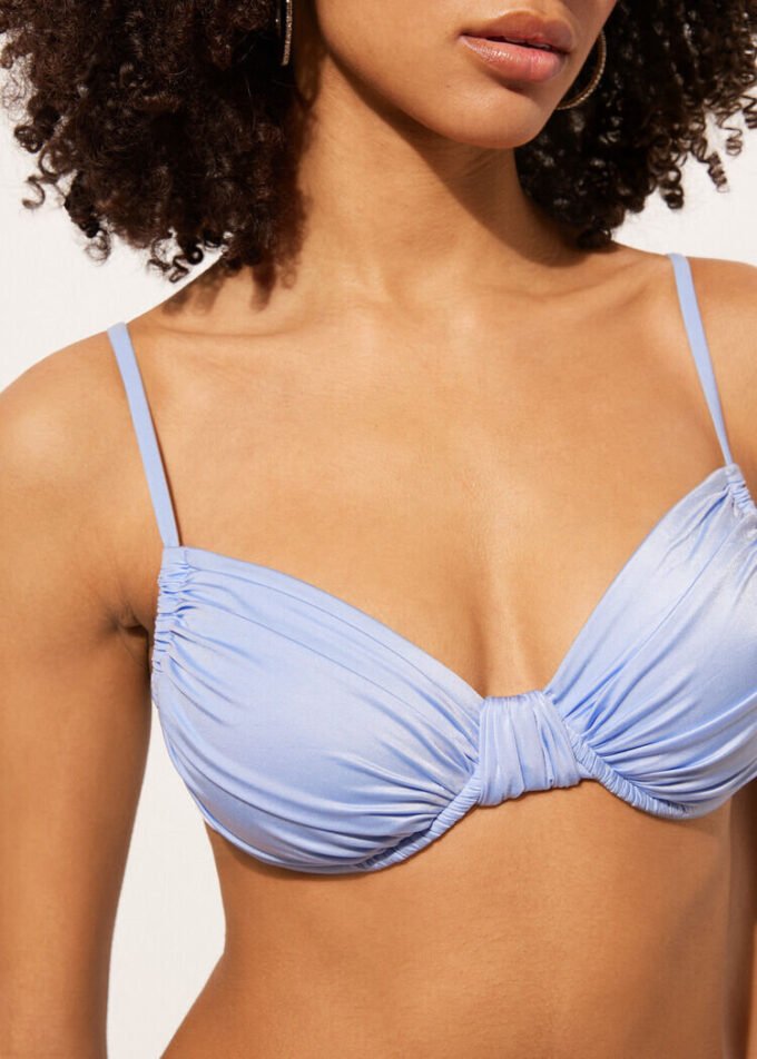 Balconette bikinitop van glanzend satijn