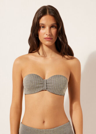 Bandeau-bikini-top met gouden strepen