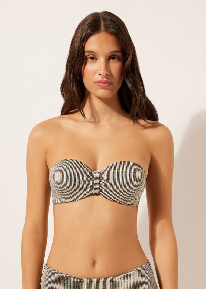 Bandeau-bikini-top met gouden strepen