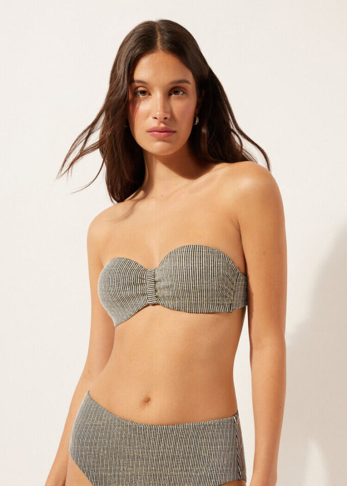 Bandeau-bikini-top met gouden strepen