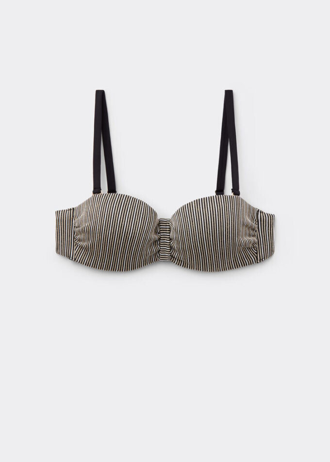 Bandeau-bikini-top met gouden strepen