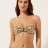 Bandeau-bikini-top met tropisch bladmotief