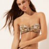 Bandeau-bikini-top met tropisch bladmotief