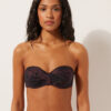 Bandeau-bikinitop donker Animalier