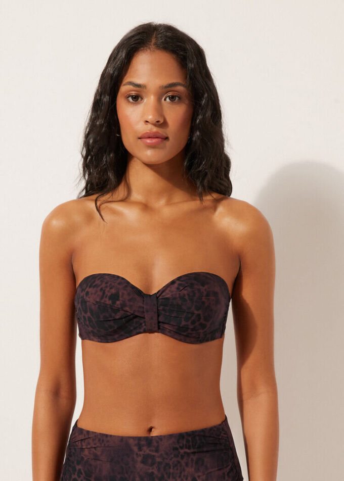 Bandeau-bikinitop donker Animalier