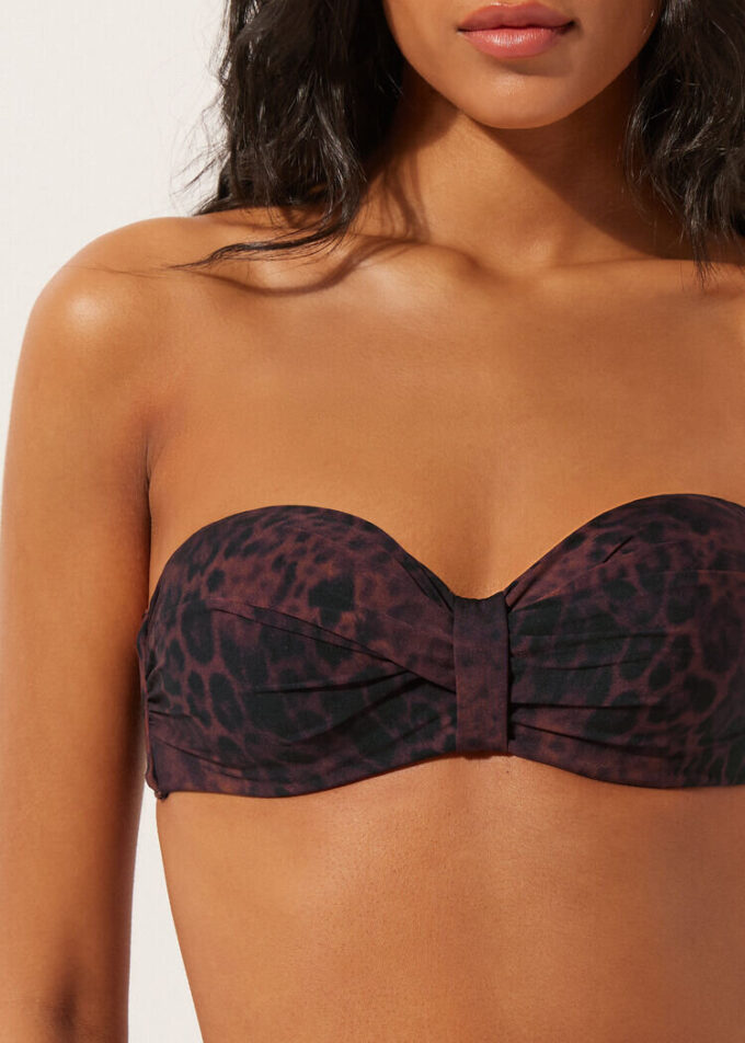 Bandeau-bikinitop donker Animalier