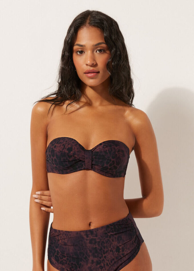Bandeau-bikinitop donker Animalier