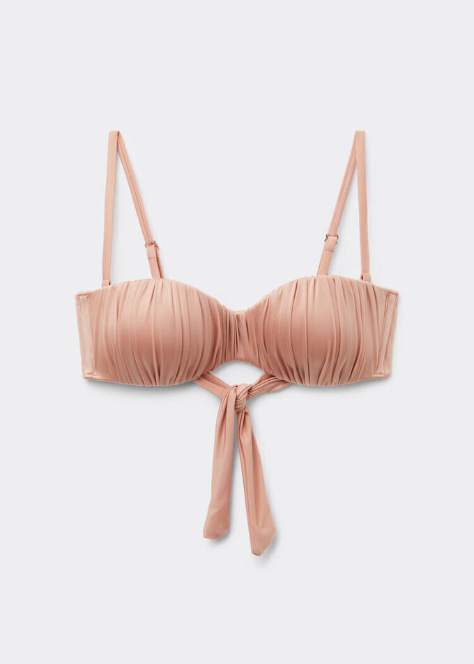 Bandeau-bikinitop met geleidelijke vulling, glanzend satijn