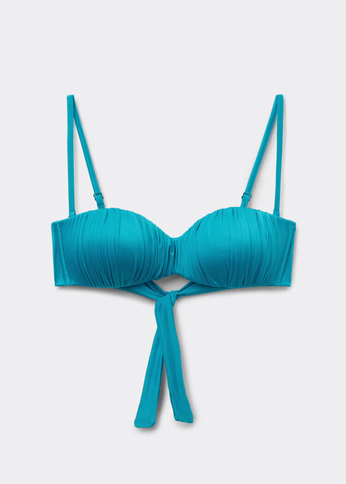 Bandeau-bikinitop met geleidelijke vulling, glanzend satijn