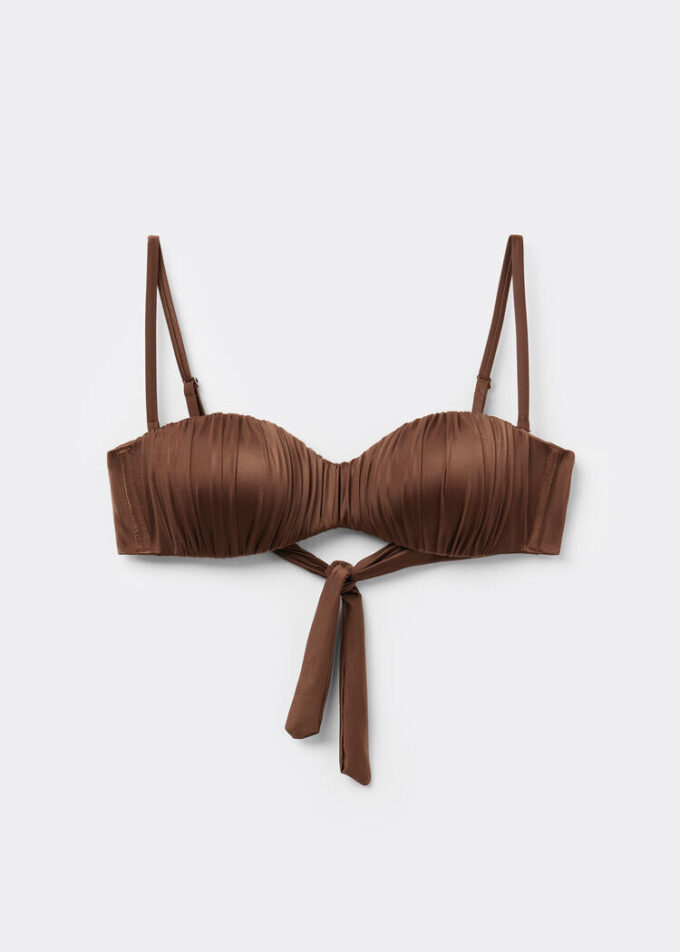 Bandeau-bikinitop met geleidelijke vulling, glanzend satijn