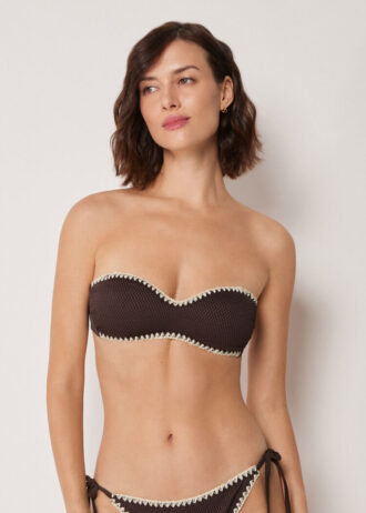 Bandeau-bikinitop met tweekleurig borduursel