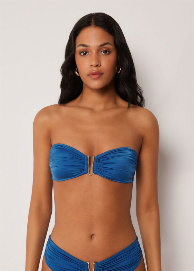 Bandeau-bikinitop van glanzend satijn