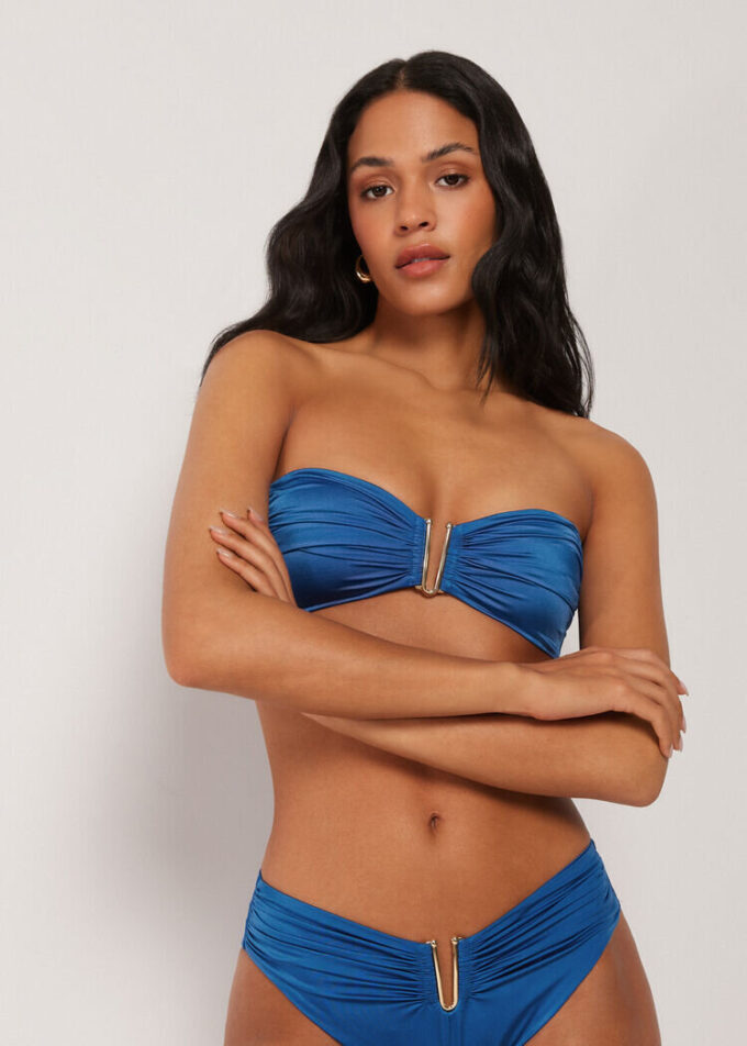 Bandeau-bikinitop van glanzend satijn