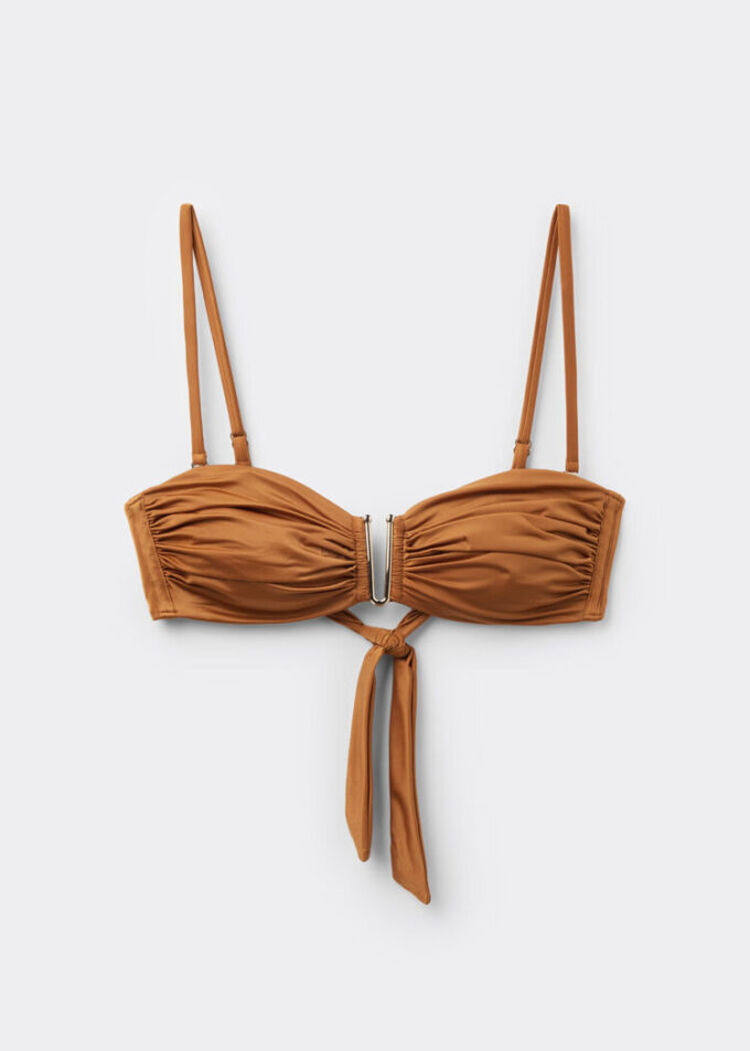 Bandeau-bikinitop van glanzend satijn