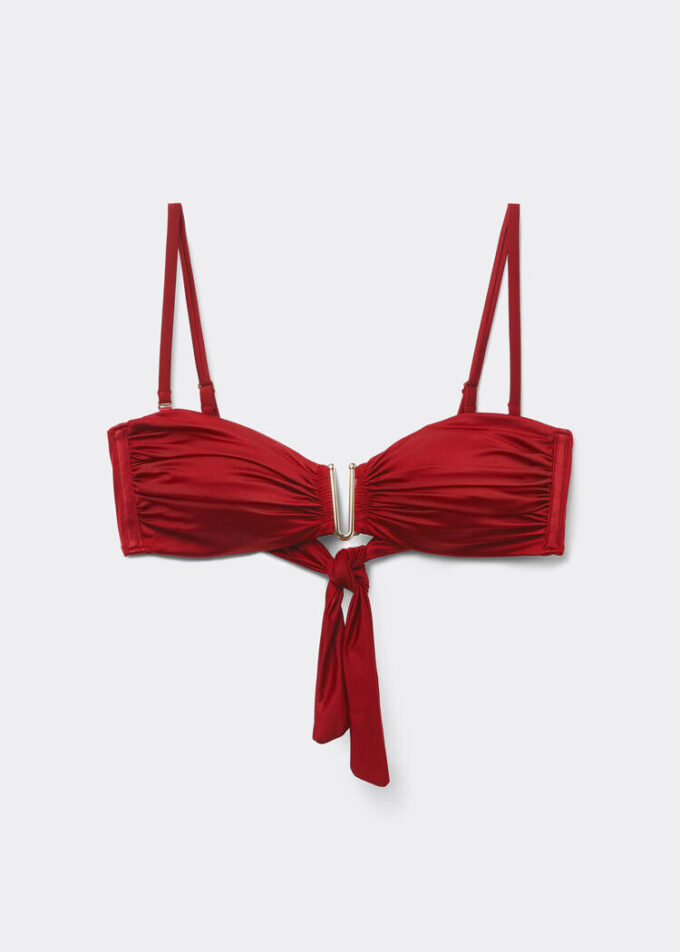 Bandeau-bikinitop van glanzend satijn