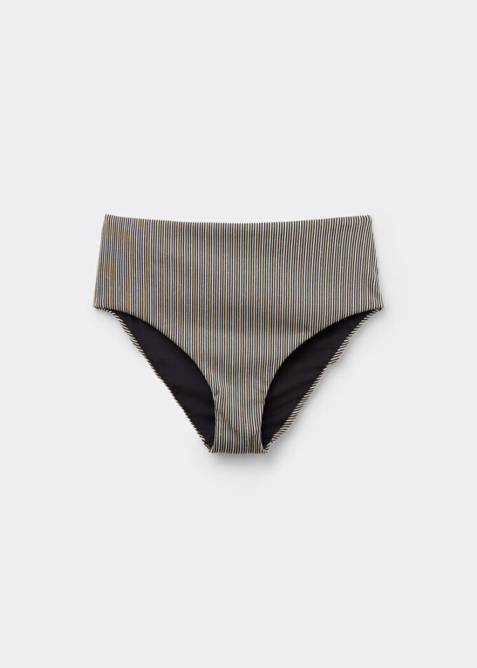 Bikini-broekje met hoge taille en gouden strepen
