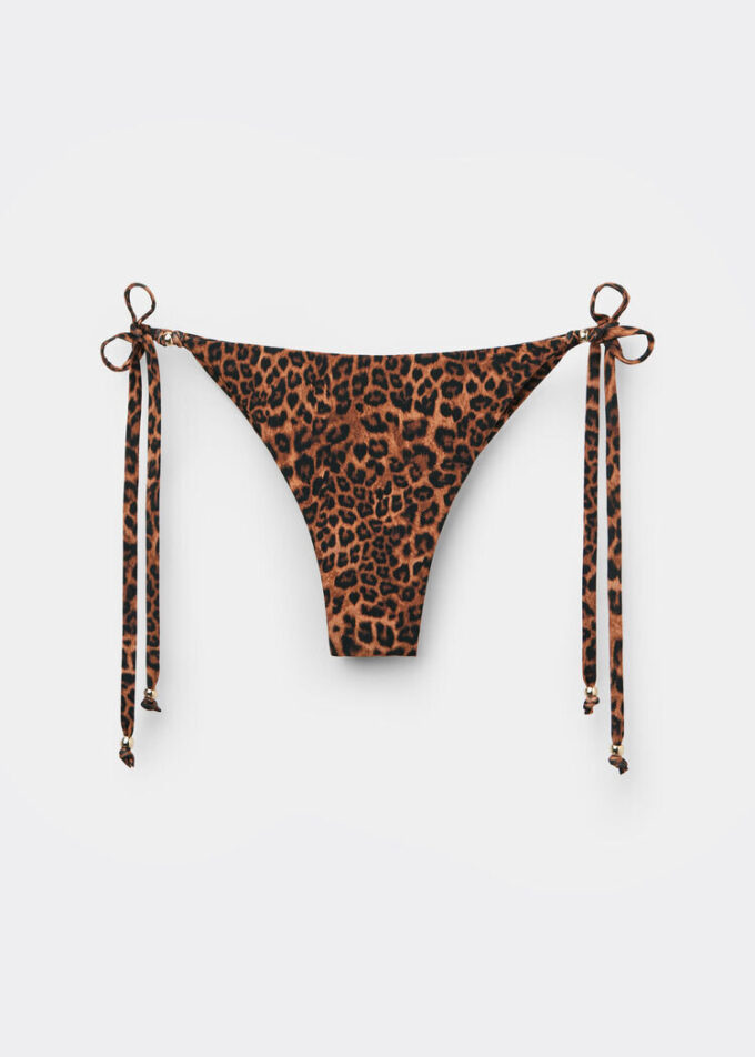 Brazilian bikinibroekjes met striksluiting opzij en dierenprint