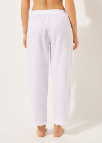 Broek van linnen en viscose