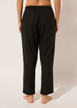 Broek van linnen en viscose