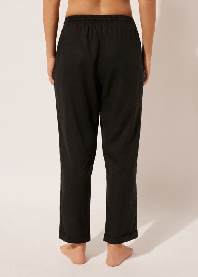 Broek van linnen en viscose