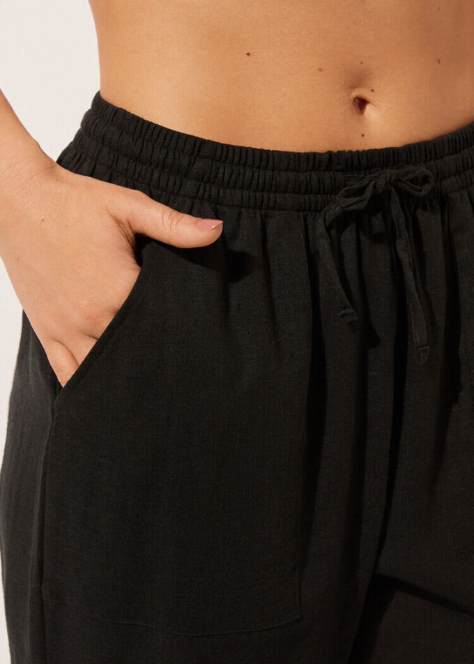 Broek van linnen en viscose