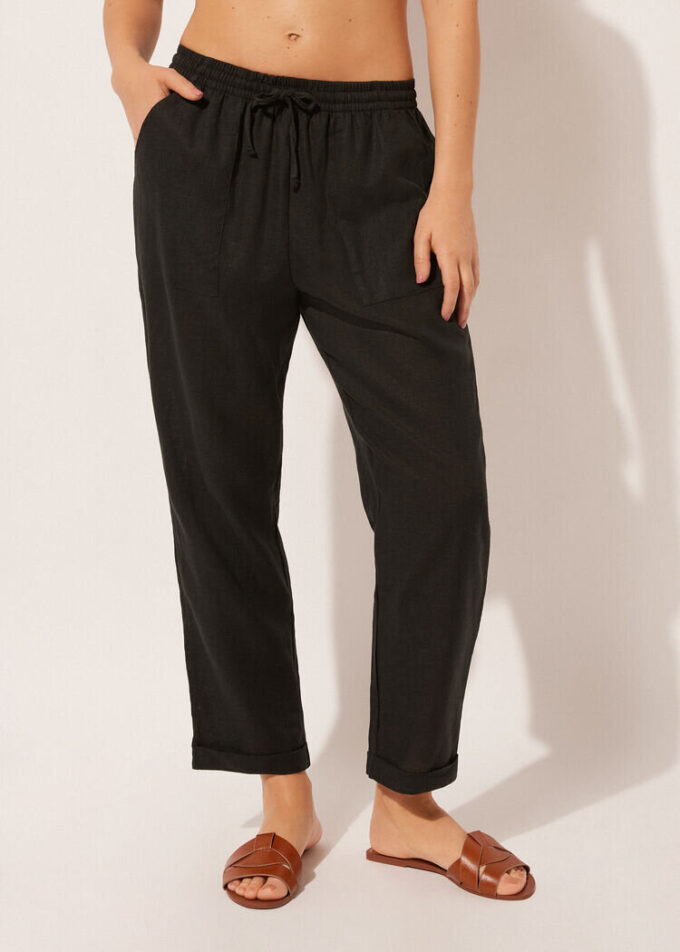 Broek van linnen en viscose