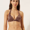 Bruin Animalier Triangel bikinitops met variabele vulling