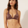 Bruin Animalier Triangel bikinitops met variabele vulling