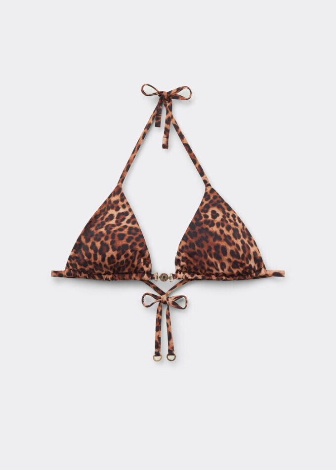 Bruine Animalier Triangel bikinitops