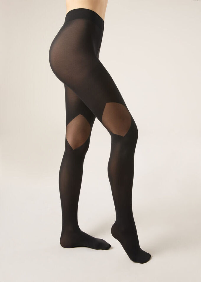 Dekkende panty met transparante inzetstukken