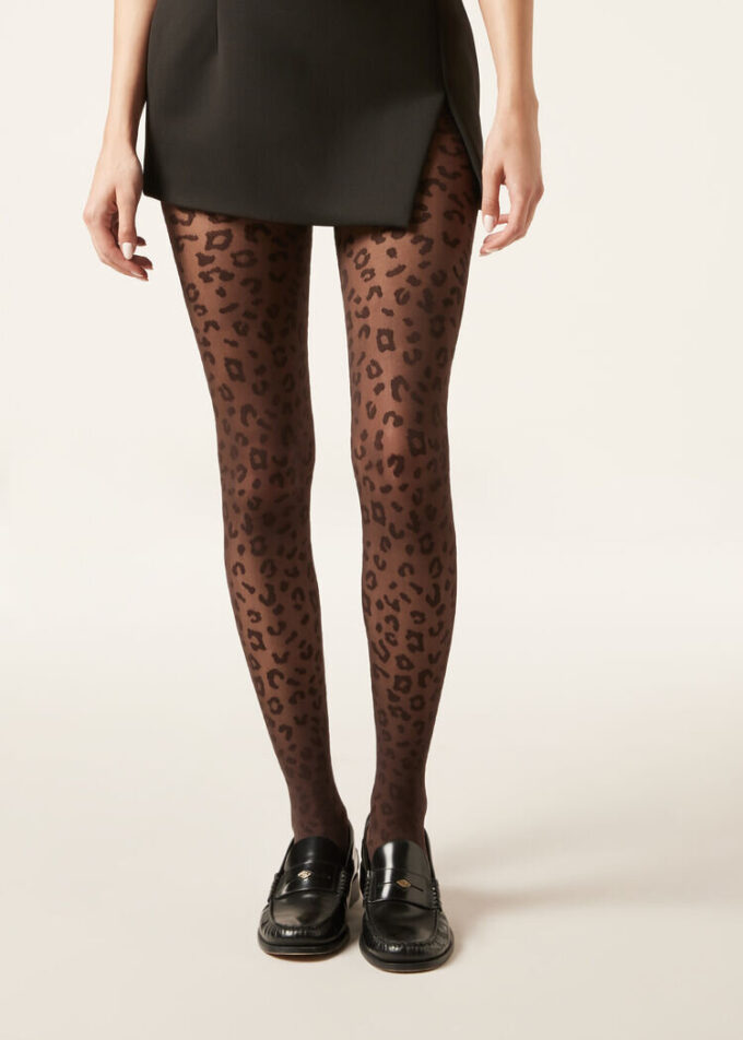 Dijhoge panty met dierenprint