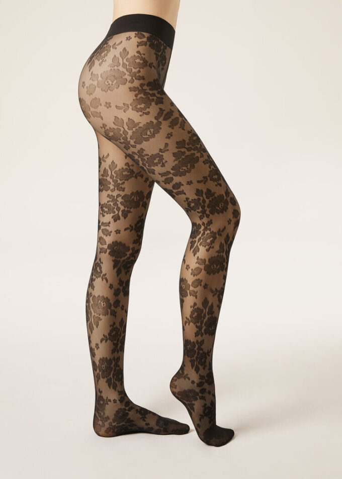 Doorschijnende bloemenpanty