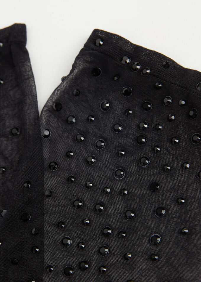 Doorschijnende korte sokken met strass-steentjes