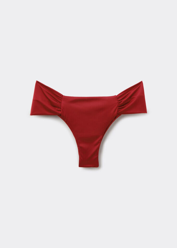 Gedrapeerd Brazilian bikinibroekje van glanzend satijn
