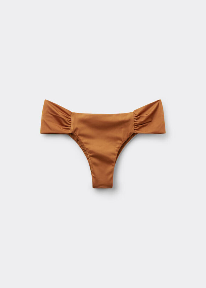 Gedrapeerd Brazilian bikinibroekje van glanzend satijn
