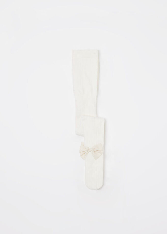Geribbelde katoenen meisjespanty met strik