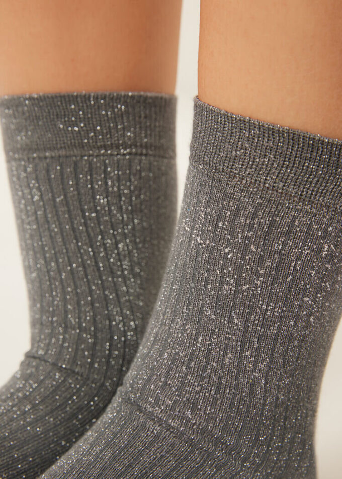 Geribbelde sokken met glitters