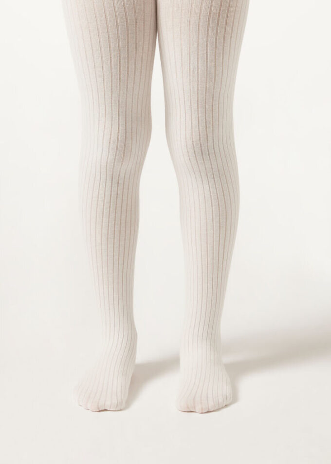 Geribde katoenen panty’s voor meisjes