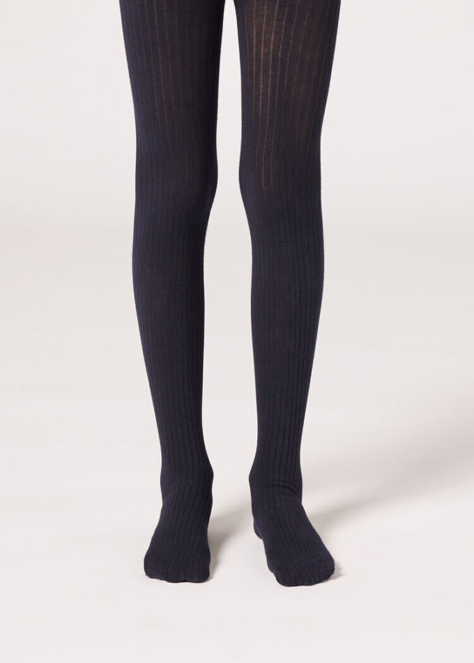 Geribde katoenen panty’s voor meisjes