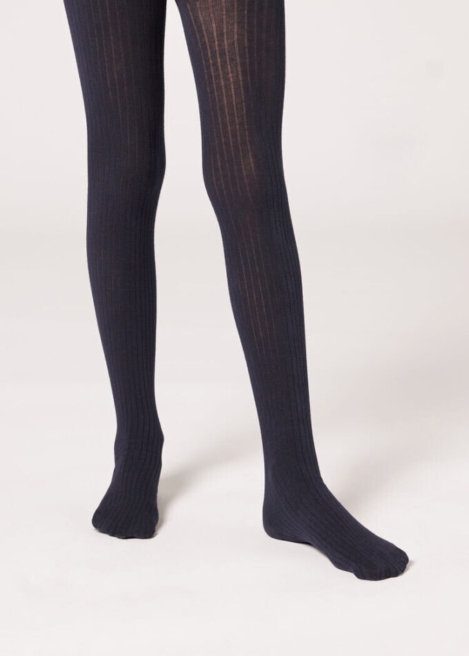 Geribde katoenen panty’s voor meisjes