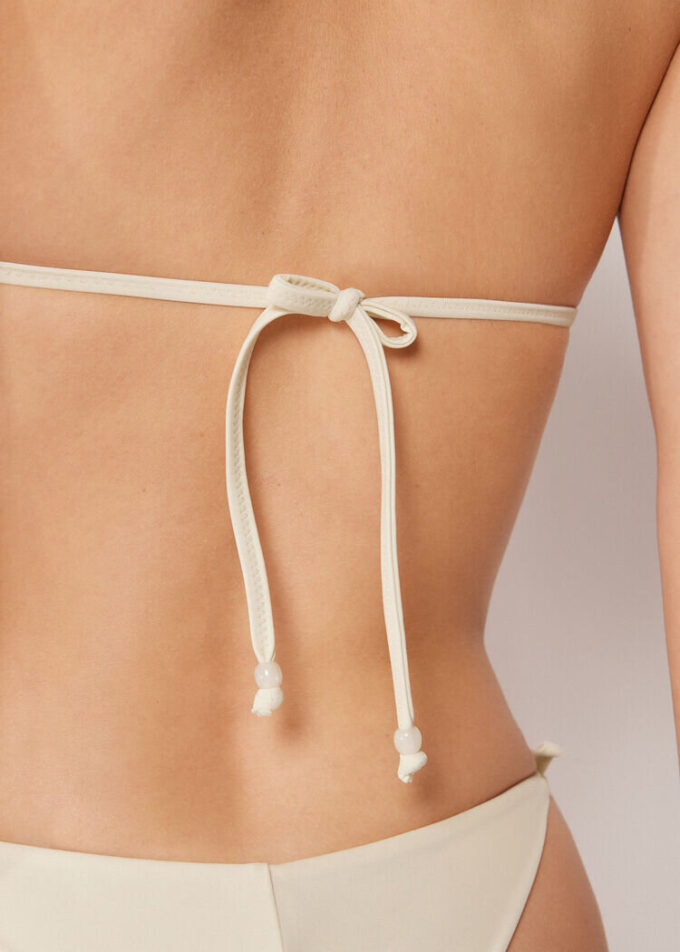 Gevoerde Triangel bikinitop met paillettennet