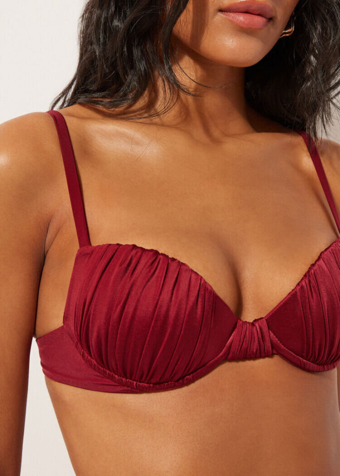 Gewatteerde Push-up bikinitop van glanzend satijn