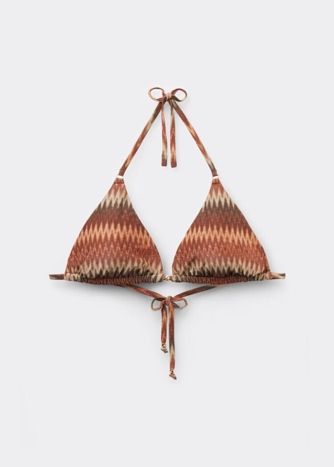 Gouden triangel bikinitop met chevronpatroon