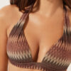 Goudkleurige, gewatteerde triangel bikinitop met chevronpatroon