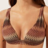 Goudkleurige, gewatteerde triangel bikinitop met chevronpatroon